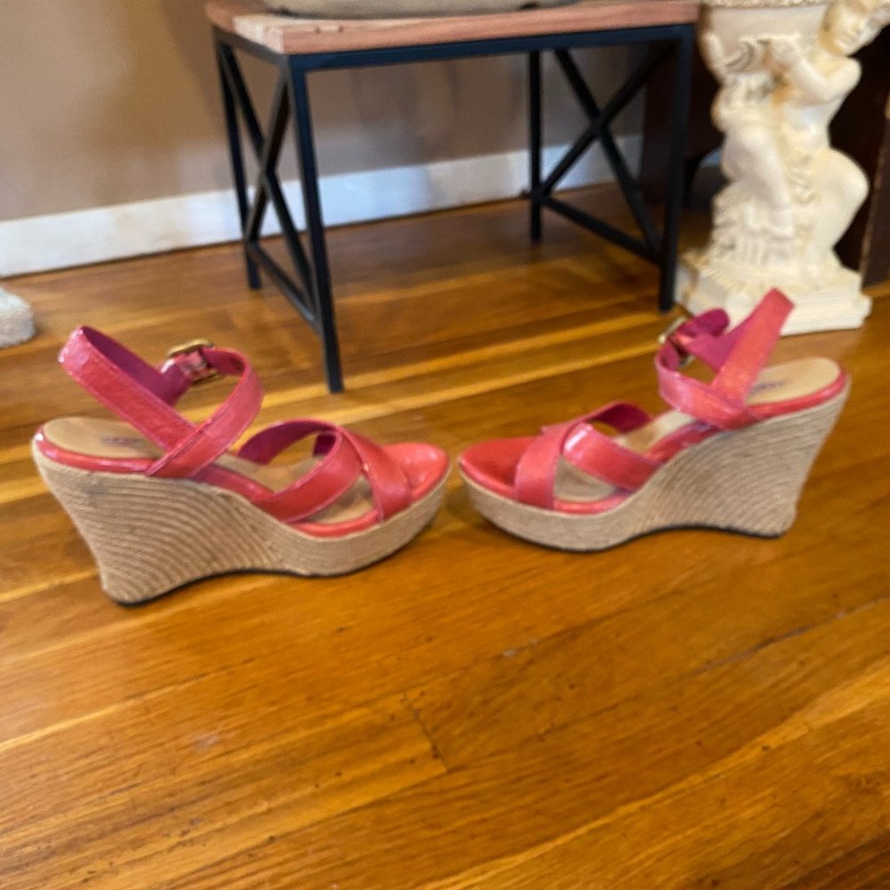 UGG Australia Hot Pink Jackilyn Leather Platform Espadrille Sandals Size 7 - Picture 6 of 12